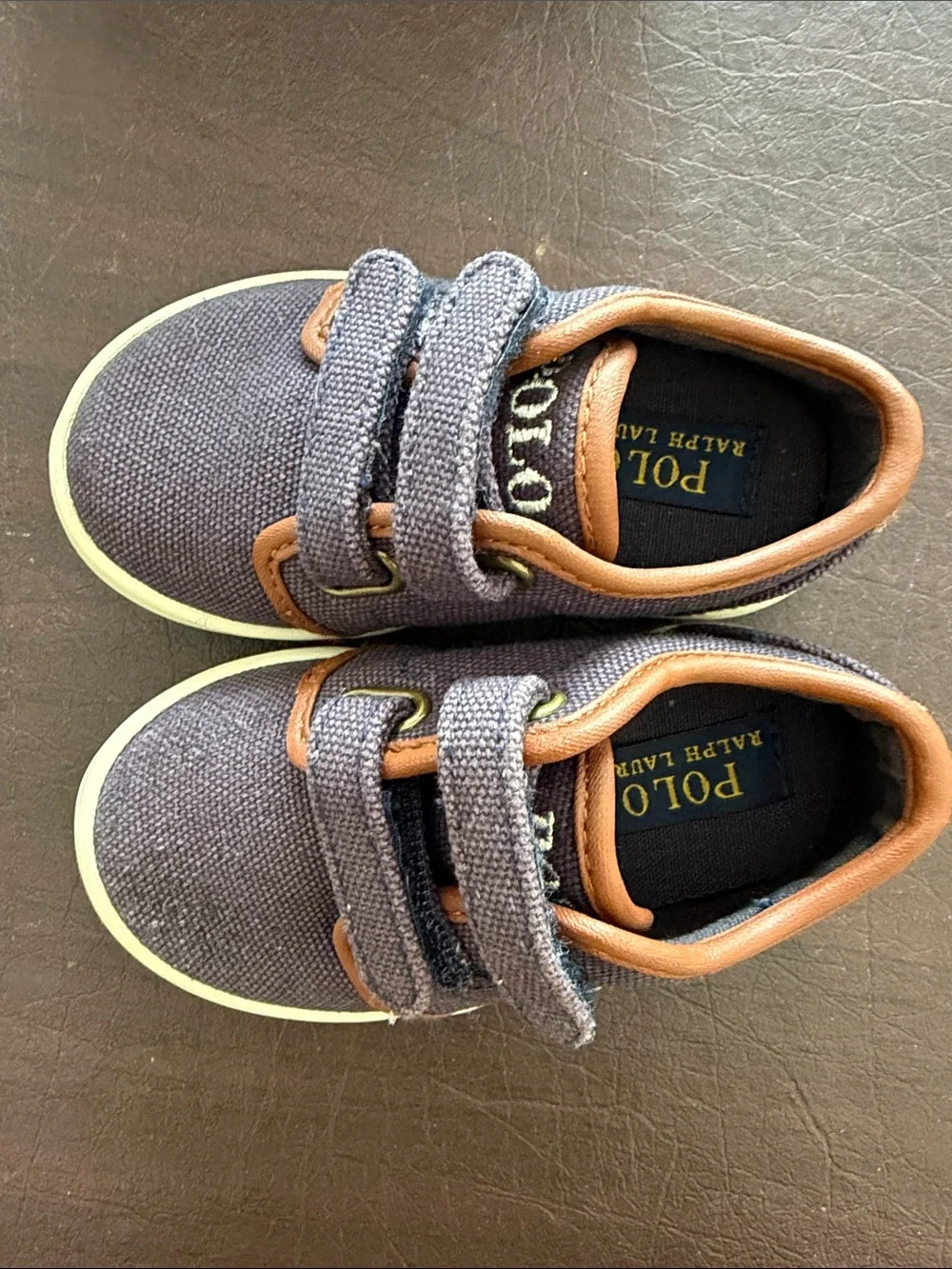 Polo by Ralph Lauren Toddler Navy Canvas Velcro Sneakers with White Soles NIB